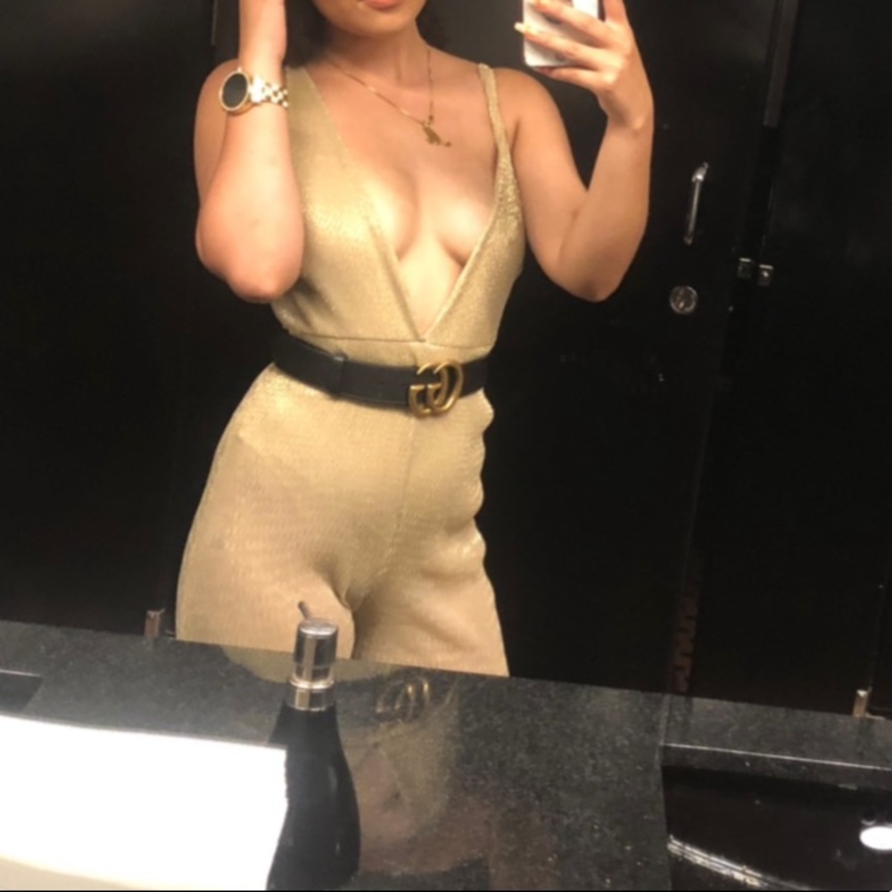 Gold jumpsuit from prettylittlething